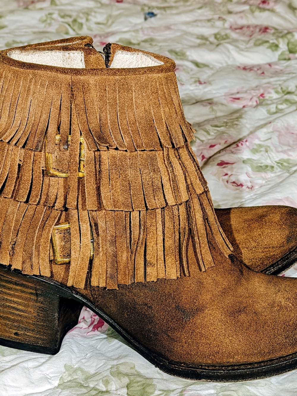Freebird Belle Women's Fringe Leather Distressed Ankle Boots Western 9